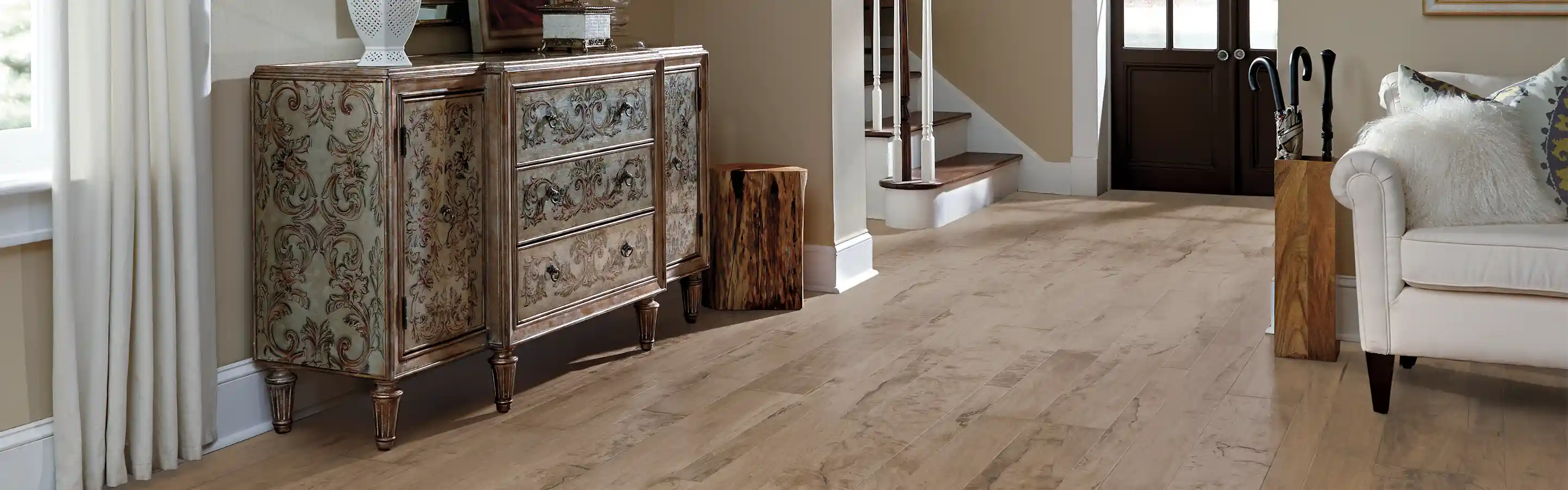 natural hardwood flooring in living room