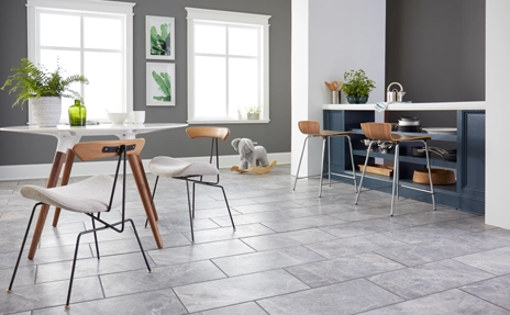 grey stone tile in kitchen